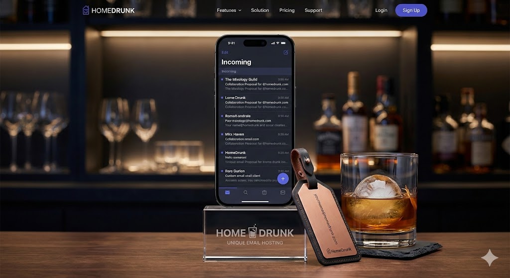 HomeDrunk Email Hosting Interface and Lifestyle Concept